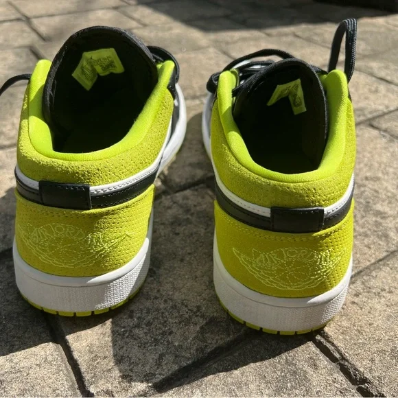 NIKE Dunk Low Black White and Neon Green Sneakers - Picture 5 of 11